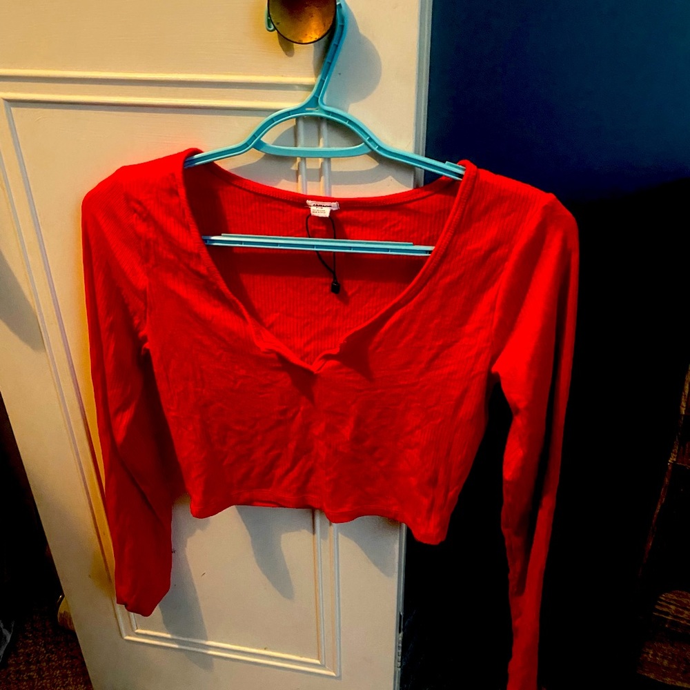 garage red long sleeve top